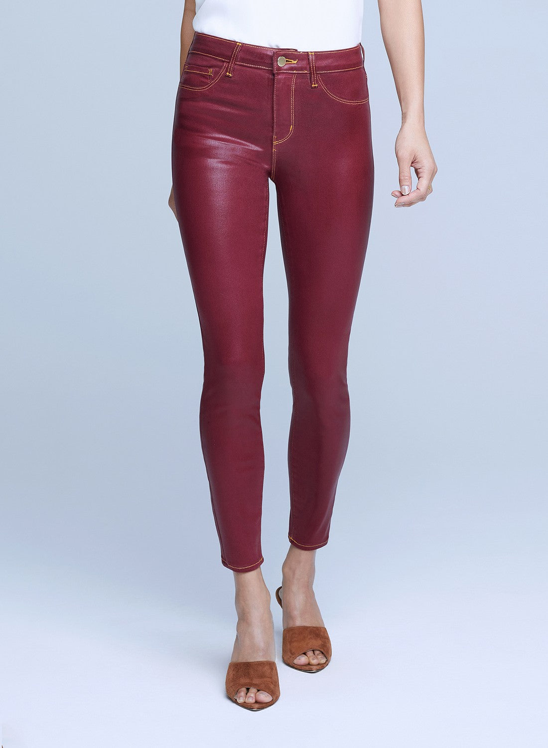 Margot Skinny de tiro alto con costuras mixtas