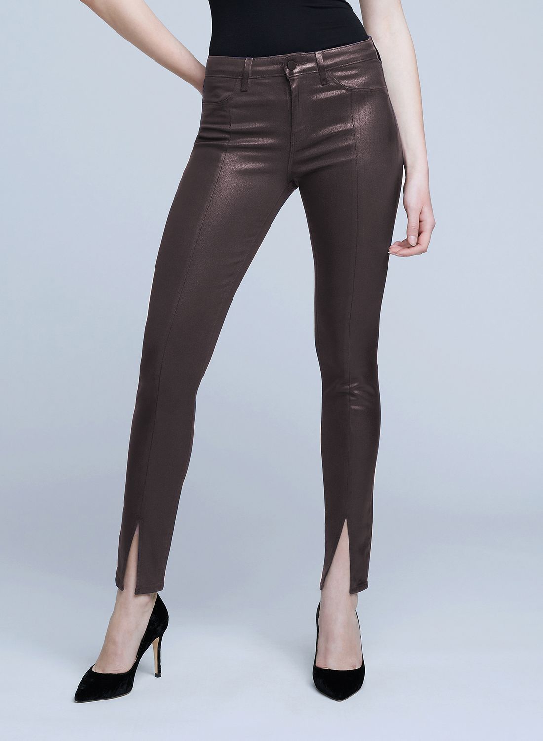 Jeans a vita alta con spacco alla caviglia Jyothi