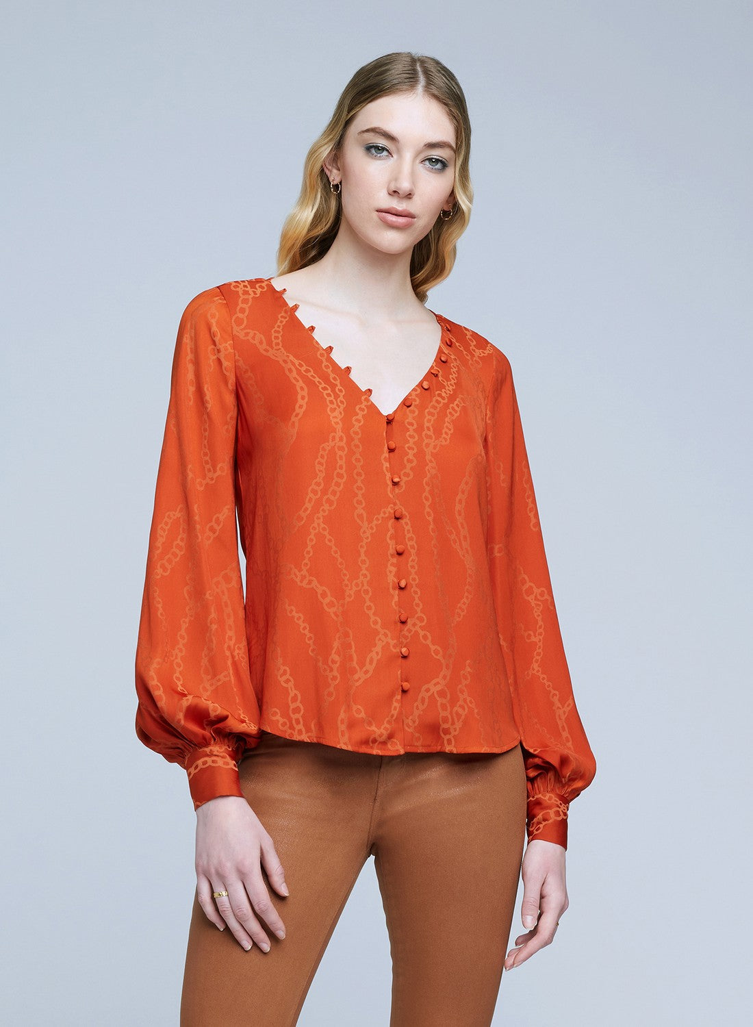 Blusa con scollo a V e maniche ampie Leighton