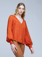 Blusa con scollo a V e maniche ampie Leighton