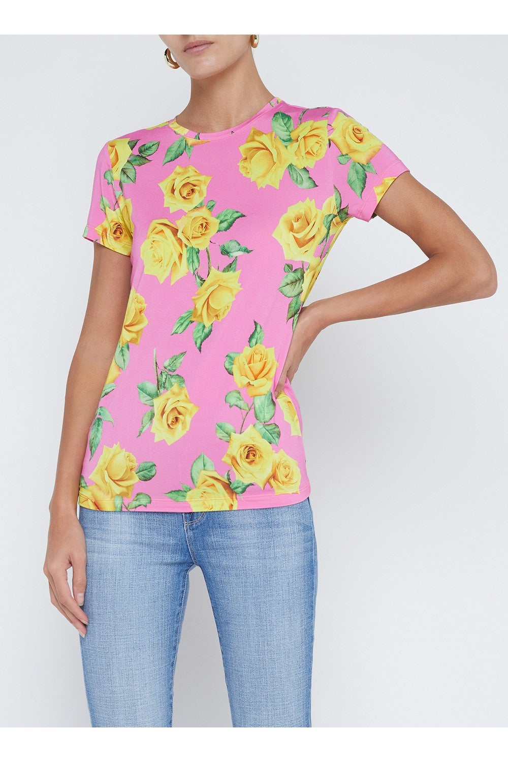 Ressi camiseta de cuello redondo de manga corta rosa