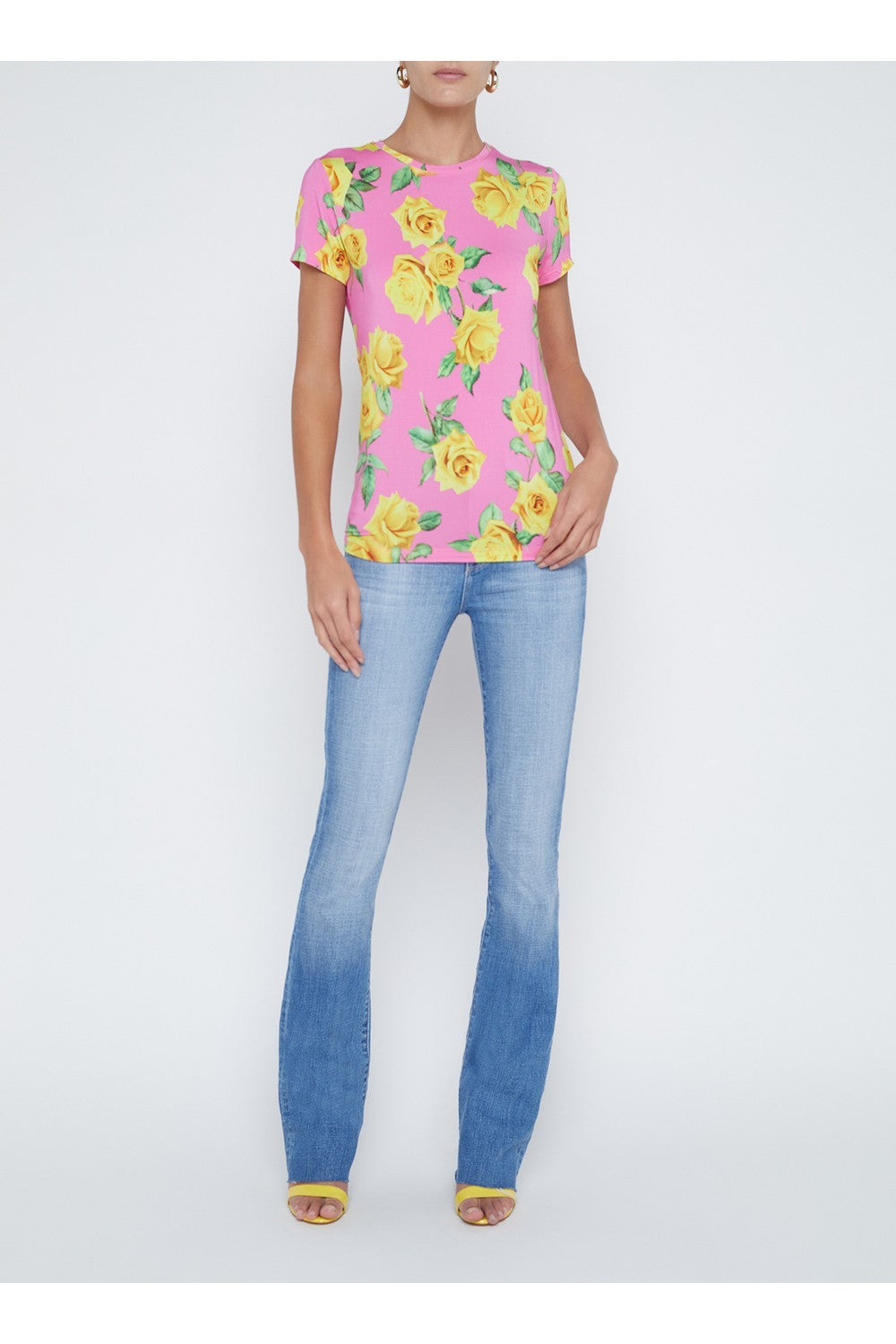 Ressi camiseta de cuello redondo de manga corta rosa