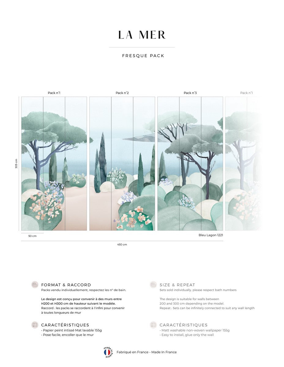 Mural The Sea - Lagoon Blue