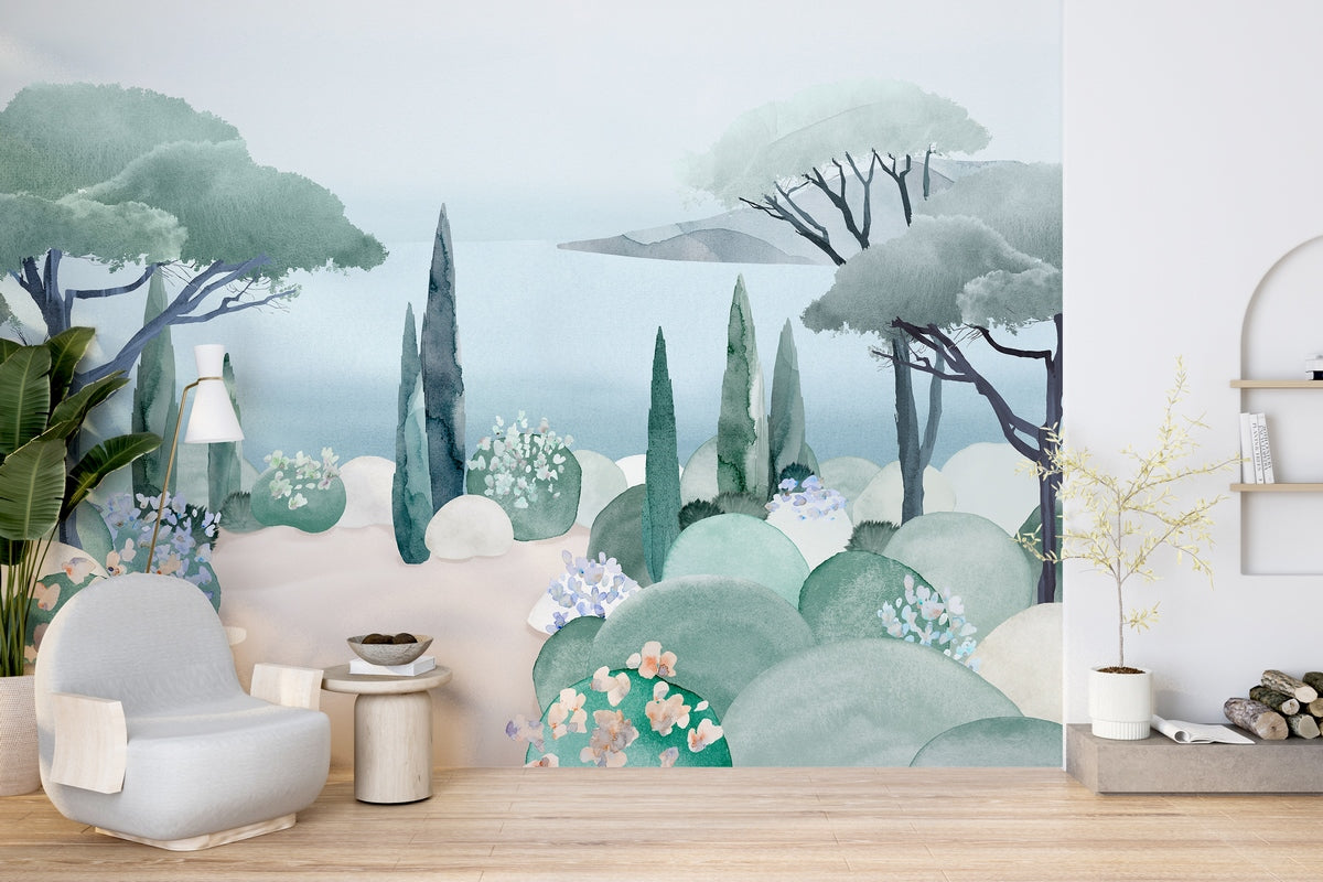 Mural The Sea - Lagoon Blue