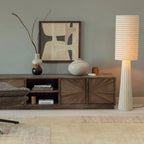Loft - Striped Floor Lamp - Metal and Bouclé Fabric - Beige