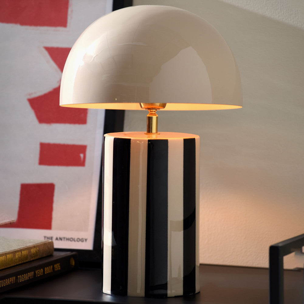 Rayado - Lámpara de mesa hongo - Metal - Beige rosado