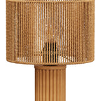 Mira - Lampe En Papier De Corde Et Socle En Rondin De Bois