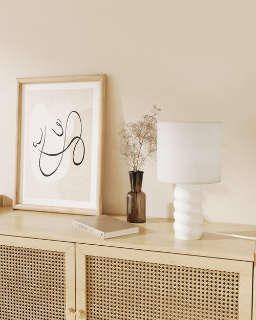Retro-style vintage ceramic and fabric table lamp - Potiron Paris, designer lighting for chic, modern interiors