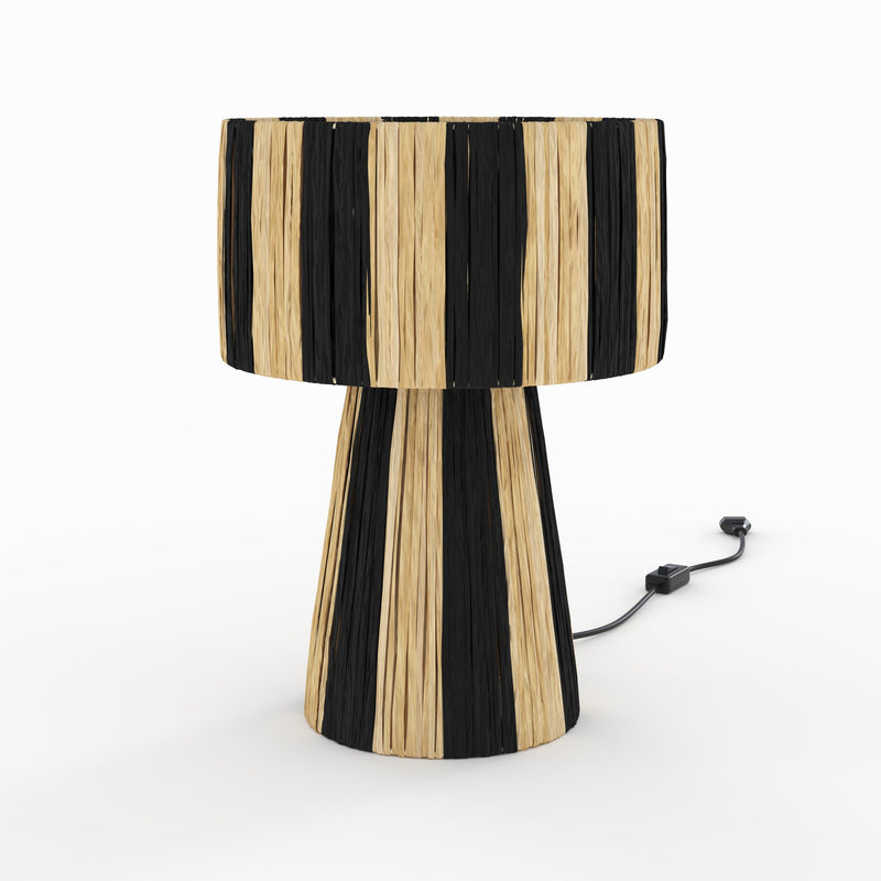 Lampe Soléa rayée noire en feuille de palmier