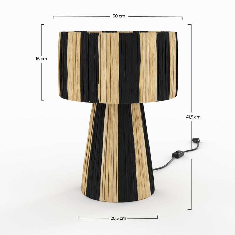 Lampe Soléa rayée noire en feuille de palmier