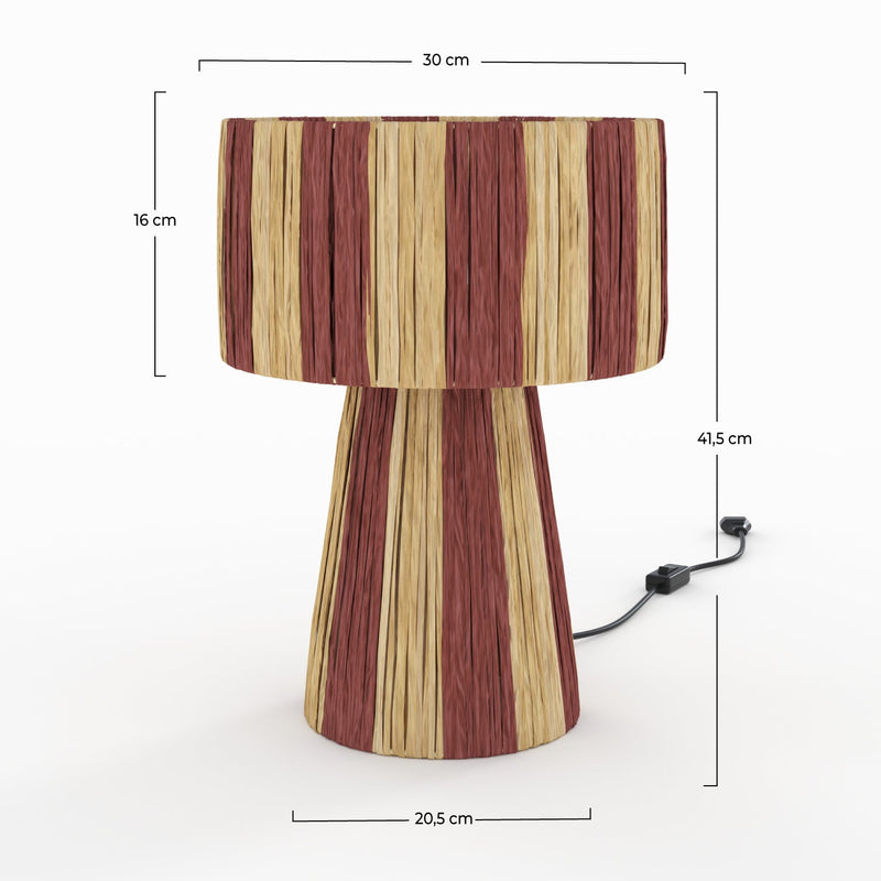 Lampe Soléa rayée terracotta en feuille de palmier