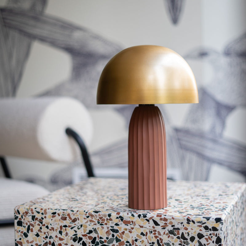 Lampe Joy en métal terracotta et doré