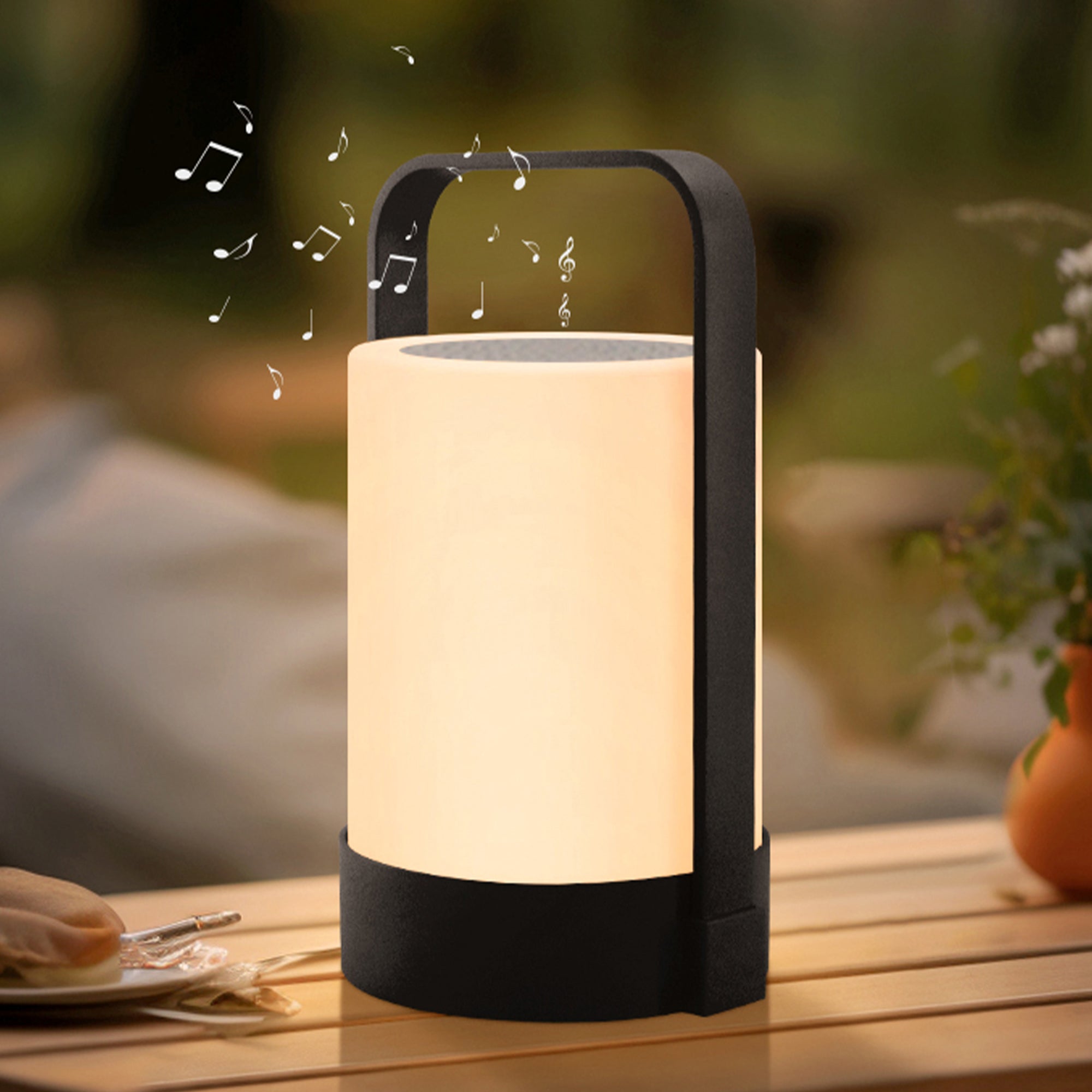 Nina - Lámpara con altavoz Bluetooth - Polietileno - Gris