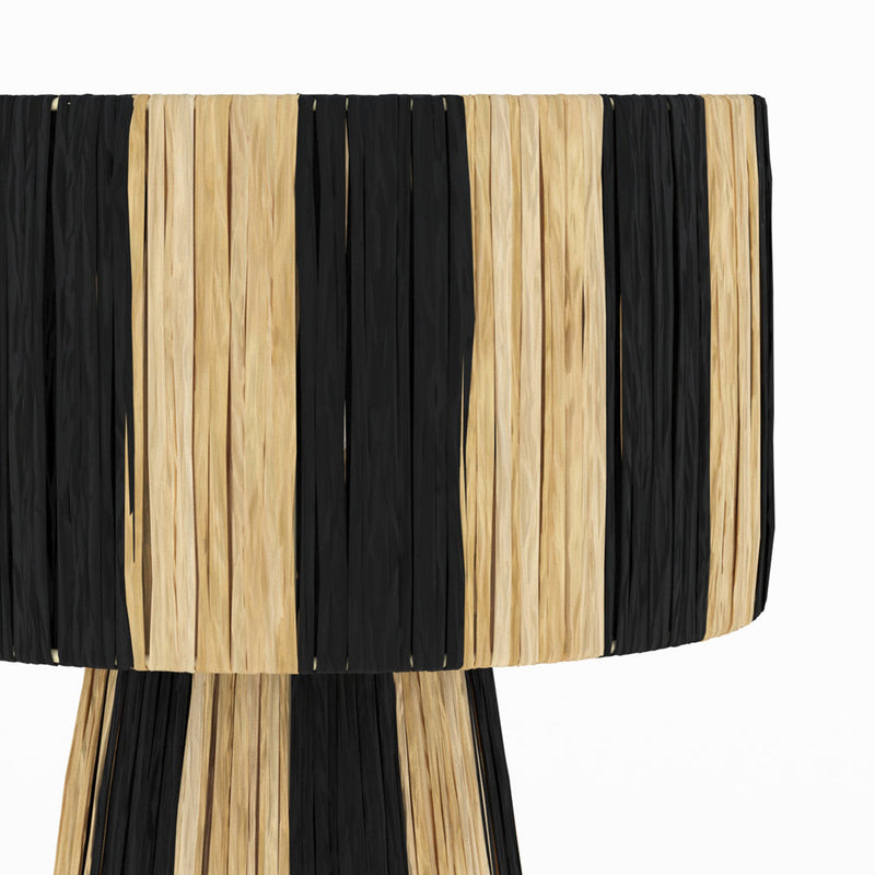 Lampe Soléa rayée noire en feuille de palmier