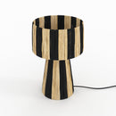 Lampe Soléa rayée noire en feuille de palmier