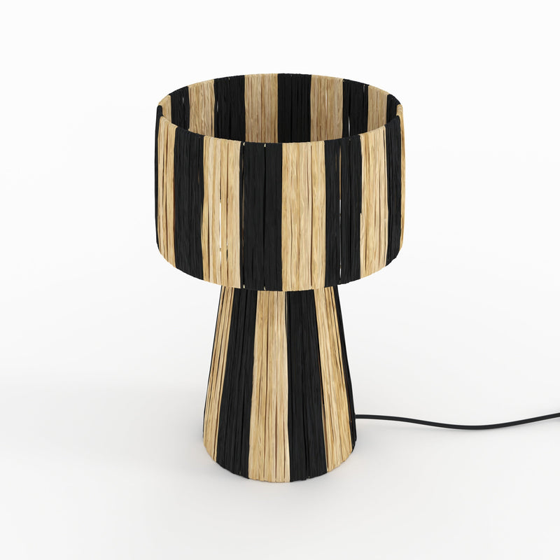 Lampe Soléa rayée noire en feuille de palmier
