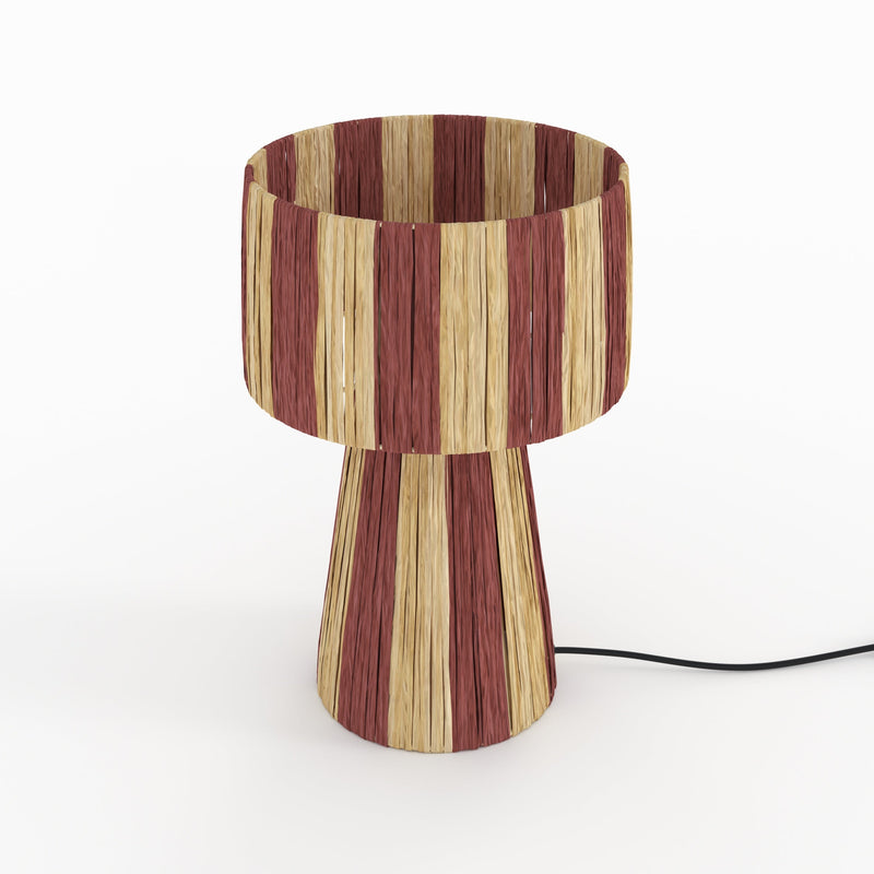 Lampe Soléa rayée terracotta en feuille de palmier