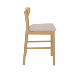Lana - Set of 2 Central Island Chairs in Beige Fabric and Wood