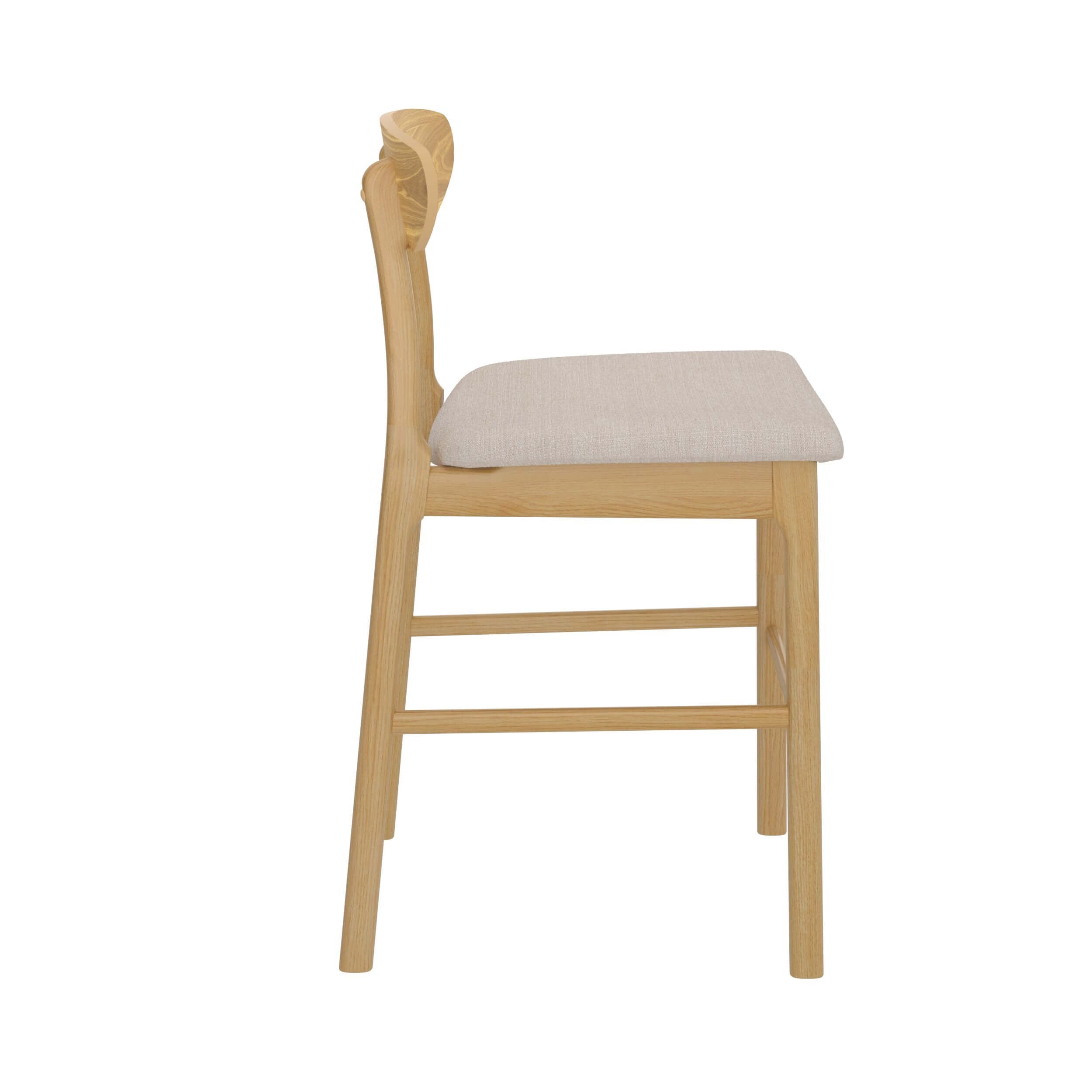 Lana - Set of 2 Central Island Chairs in Beige Fabric and Wood