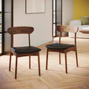 Chaise Lana en cuir synthétique noir et bois foncé (lot de 2)