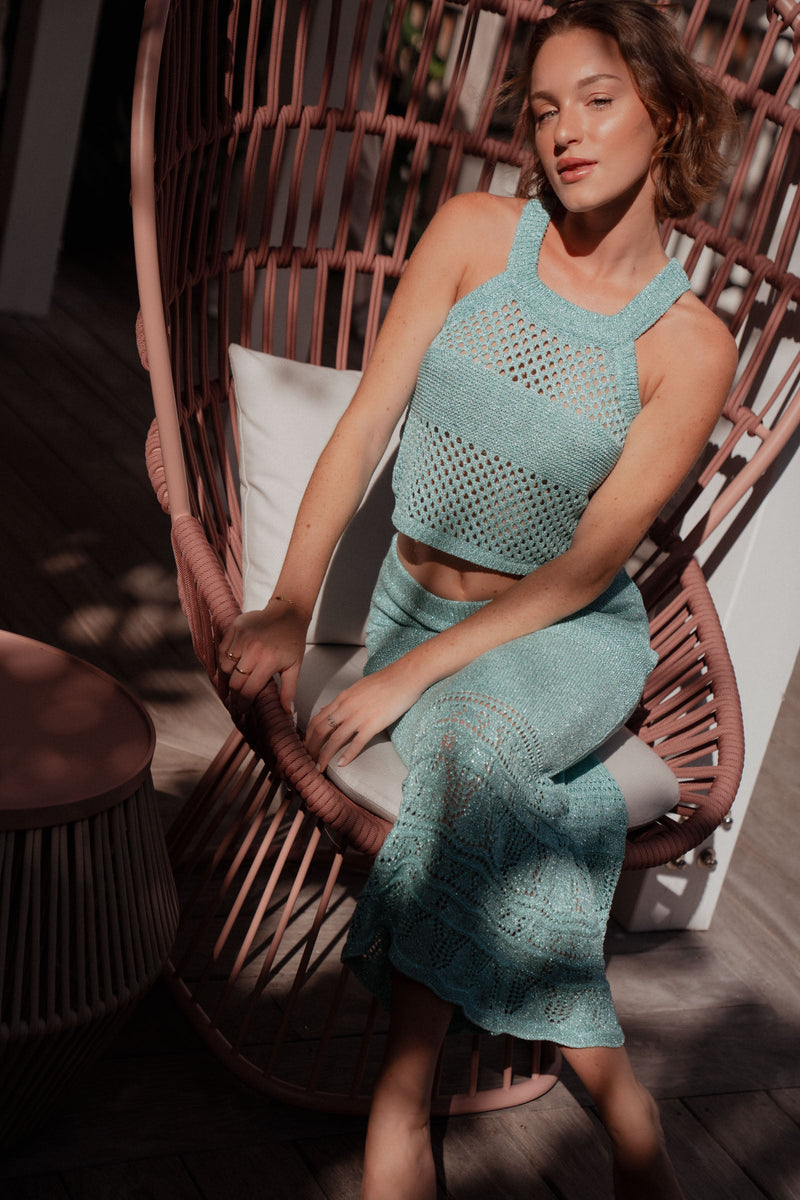 Top Luca Crochet Turquoise