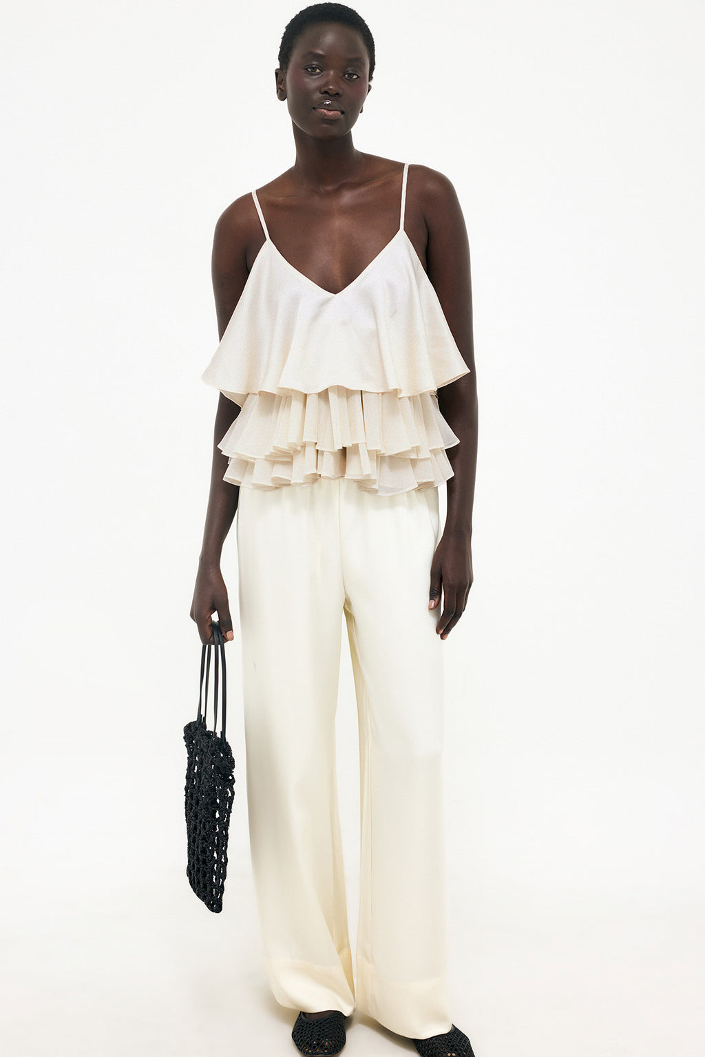 Layered Frill Vest Top - Cream