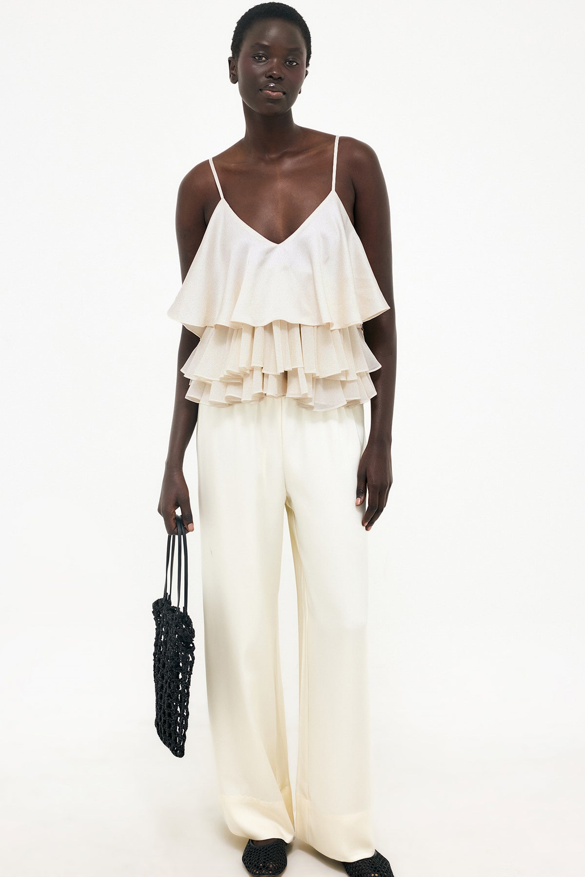 Layered Frill Vest Top - Cream