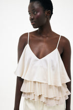 Layered Frill Vest Top - Cream
