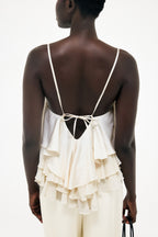 Layered Frill Vest Top - Cream