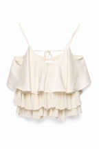 Layered Frill Vest Top - Cream