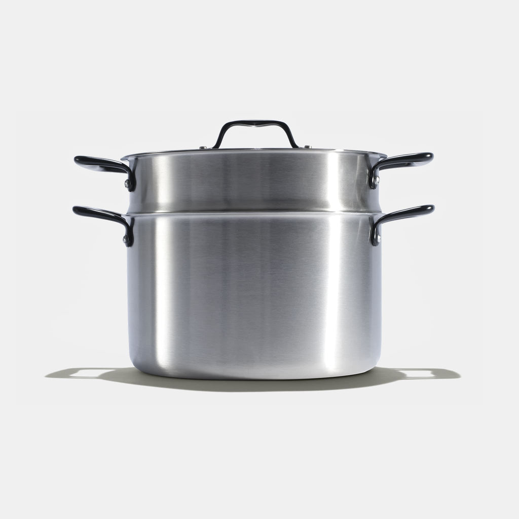Le Grand Faitout En Inox Et Son Pasta Pot, Poignées Noires