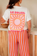 LE SOLEIL Orange/Blanc - T-Shirt Imprimé