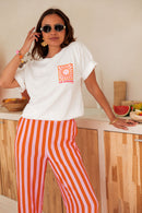 LE SOLEIL Orange/Blanc - T-Shirt Imprimé