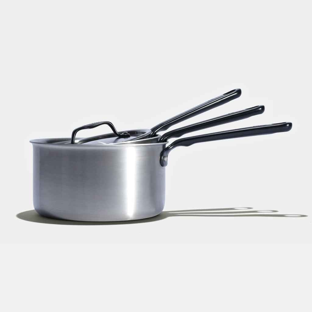 Le Trio De Casseroles Parfaites En Inox Avec Manches Noirs