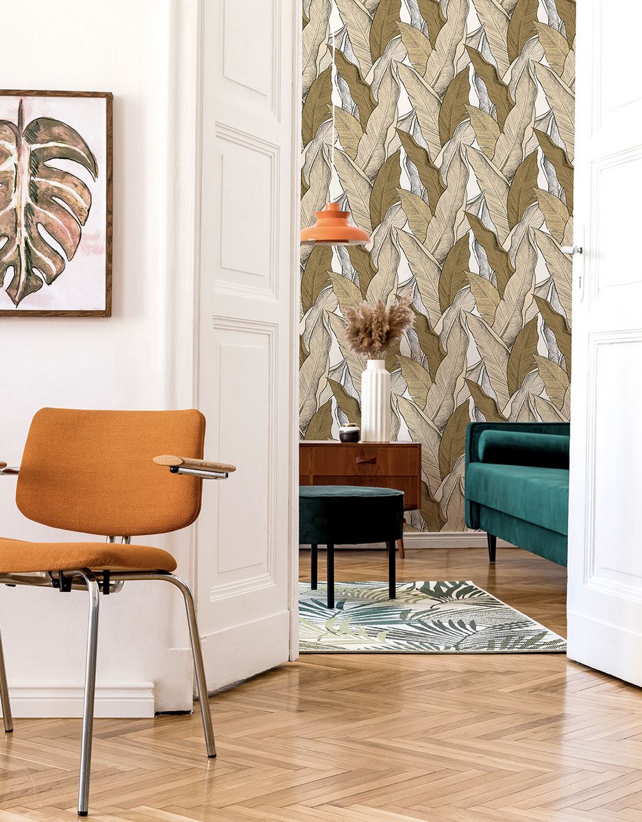 Leaf Wallpaper - Earthy Umber