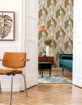 Leaf Wallpaper - Earthy Umber
