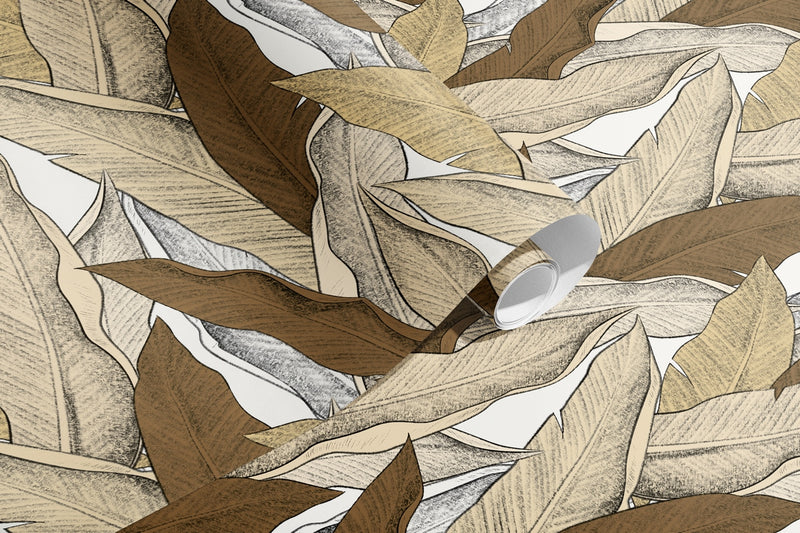 Papier Peint Leaf - Tierra de sombra