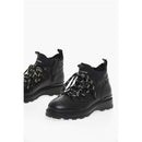 Leather Combat Shoes With Side Zip