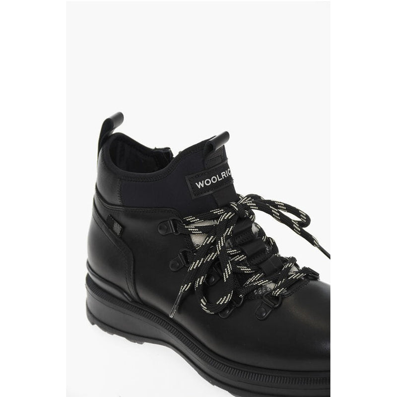 Leather Combat Shoes With Side Zip