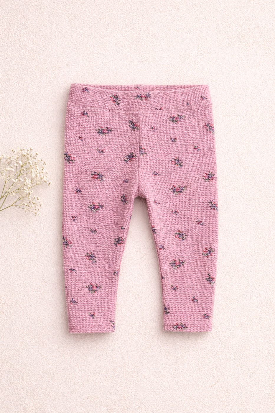 Legging Lili Fleuri - Bébé Fille - Vieux Rose
