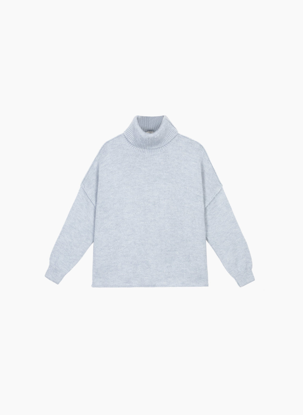 An'ge – Pull Lejokarim Ciel, hellblauer Strickpullover mit Rollkragen, Frontansicht