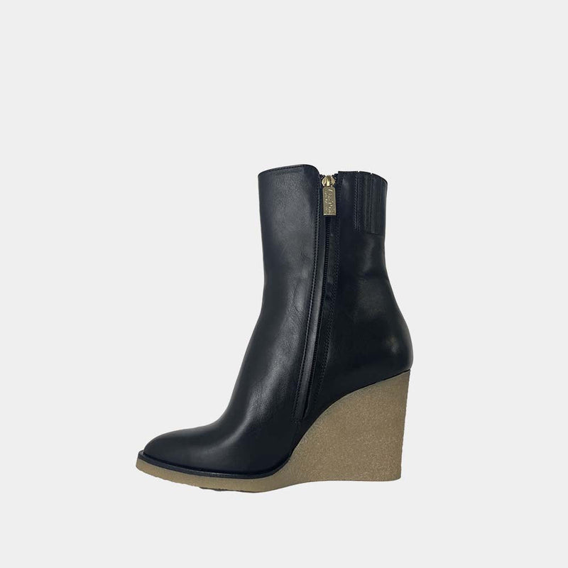 Bottines Compensées Ann Tuil Leone - Cuir Noir