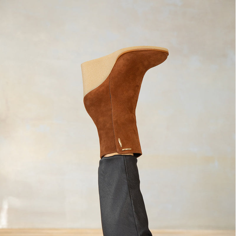 Bottines Compensées Ann Tuil Leone - Velours Camel