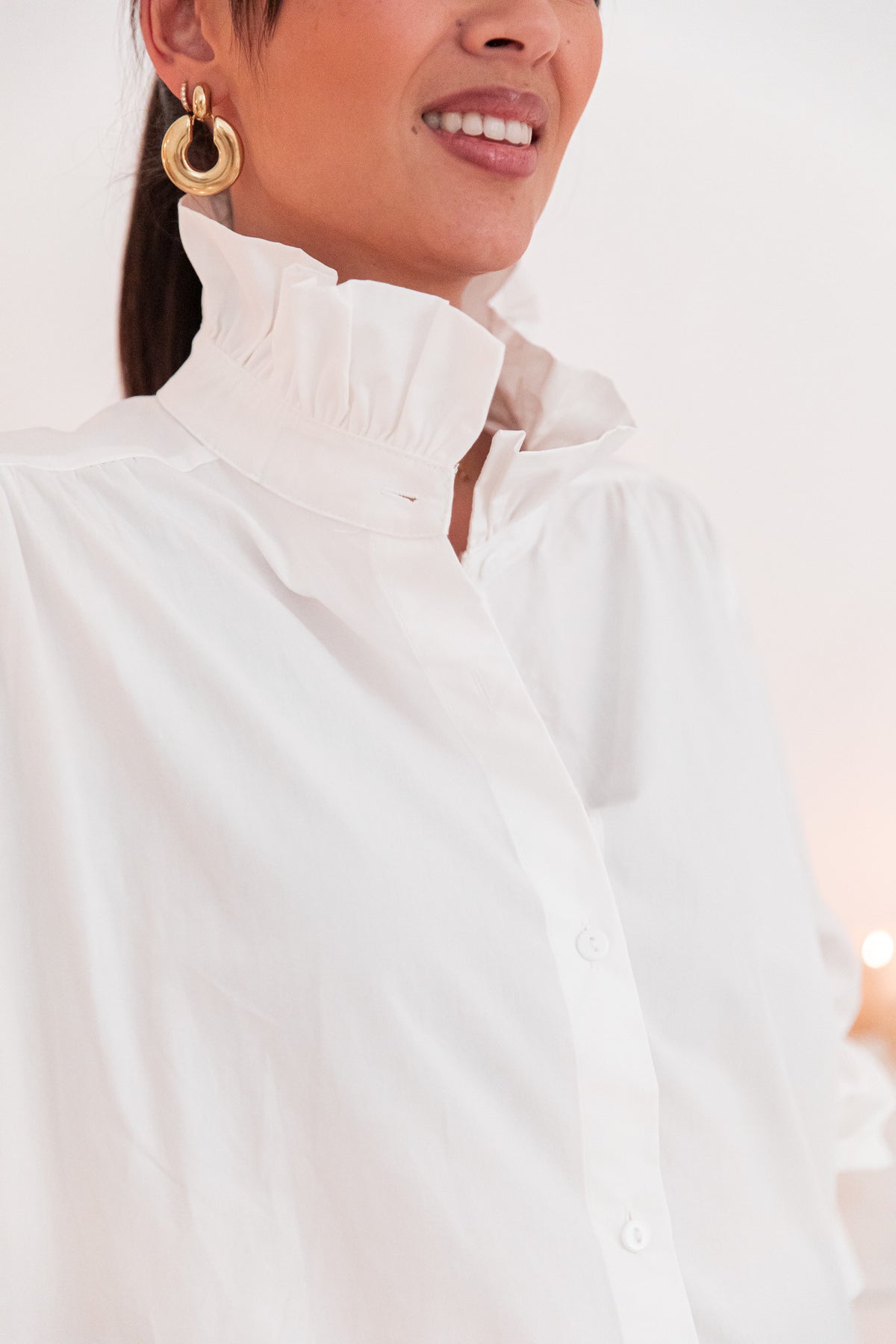 LÉONIE Blanche - Chemise Col Victorien