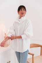 LÉONIE Blanche - Chemise Col Victorien