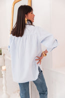 LÉONIE Bleue - Chemise Col Victorien