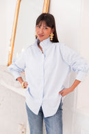 LÉONIE Bleue - Chemise Col Victorien