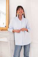 LÉONIE Bleue - Chemise Col Victorien