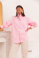 LÉONIE Rose - Chemise Col Victorien