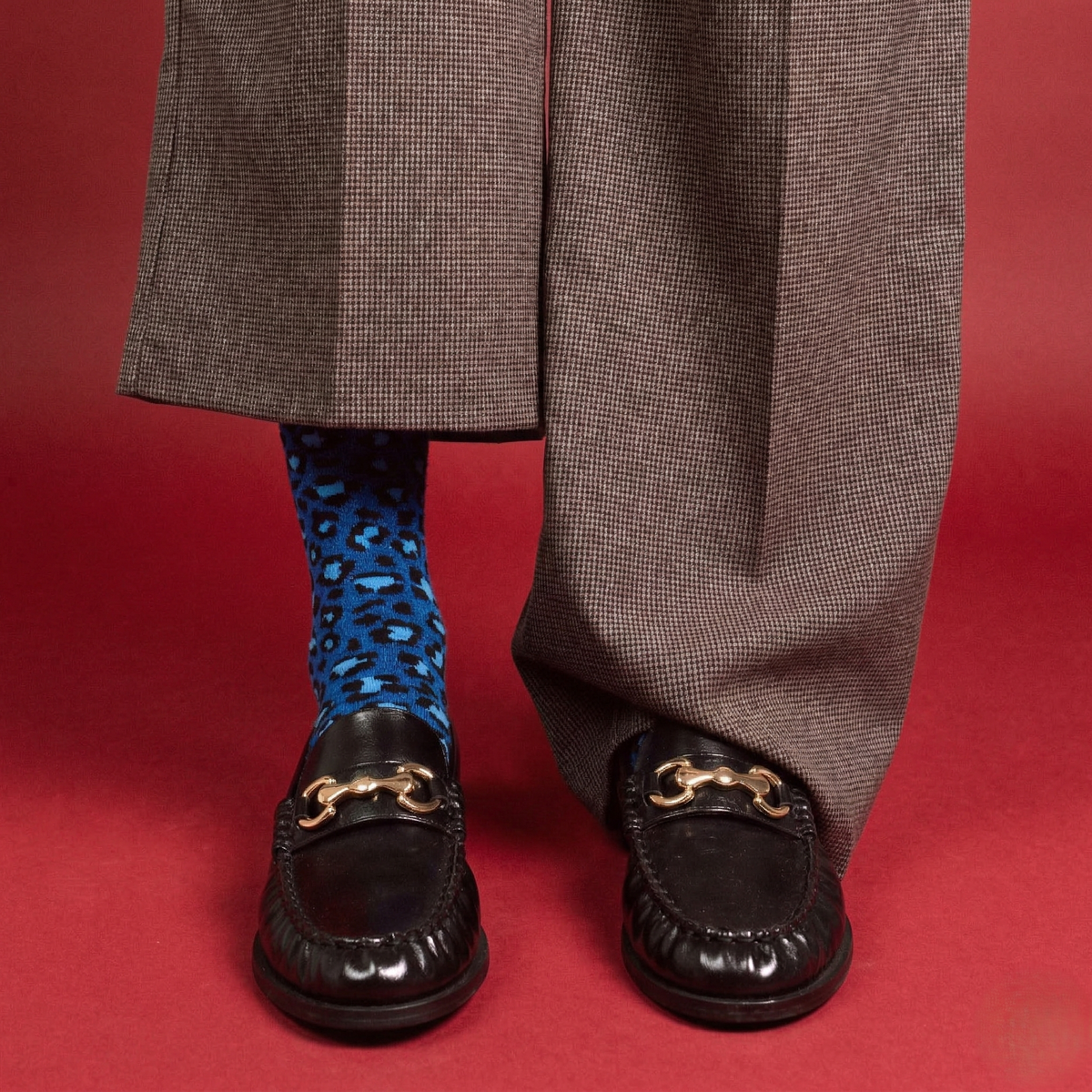 Calzini brillanti in lurex e lyocell ecologico Klue | Leopardo blu notte